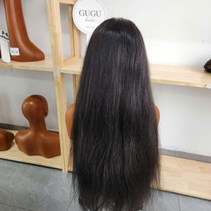 Perruque en cheveux humains vierges vietnamiens, double épaisseur, lisse crépu, 300g, pour femmes noires - Product Image 2