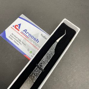Sustainable Professional Stainless Steel 45 Degree Glitter Tweezers for <b>Eyelash</b> Extensions Customized Logo <b>Beauty</b> <b>Tool</b> Pointed - Product Image 4