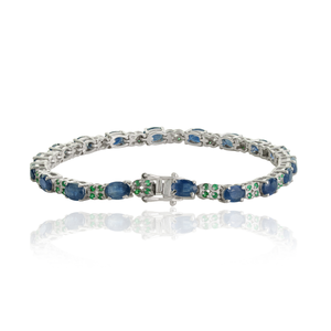 Pulsera de tenis hecha a mano con zafiro azul natural y esmeralda de plata de ley 925, la más vendida, para mujer - Product Image 3