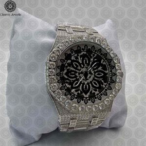 Reloj de Lujo Charm Jewells de Acero Inoxidable de 42 mm con Bisel de Diamantes, Diseño Hueco, Cuarzo Analógico, Cristal de Zafiro, Cierre Plegable, Unisex - Product Image 1