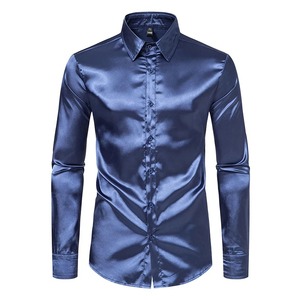 Chemises décontractées pour hommes, nouveau design élégant, manches longues, tissu sergé respirant de haute qualité, séchage rapide, col montant personnalisable - Product Image 1