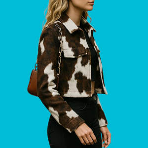 Veste en cuir de vache véritable, texture naturelle, matière douce et durable, vêtement d'extérieur authentique, élégant, design tendance et confortable - Product Image 4