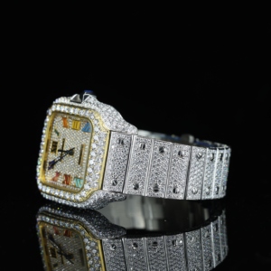 นาฬิกาข้อมือสแตนเลสสตีลหรูหรา ระบบออโตเมติก ดีไซน์ฮิปฮอป ประดับเพชร VVS มอยส์ซาไนต์  หน้าปัดสี่เหลี่ยม ขนาด 12 มม. ผ่านการทดสอบเพชร - Product Image 3