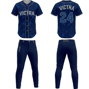 Tenues de baseball 2026 – Prix de gros – Ensemble uniforme classique bleu uni pour hommes – Vêtements de baseball et de softball - Product Image 1