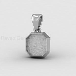 Handmade 925 Sterling Silver 14K Gold Plated 10mm Octagon Blank Bezel Setting DIY Resin <b>Ashes</b> Keepsake Charm Pendant - Product Image 3