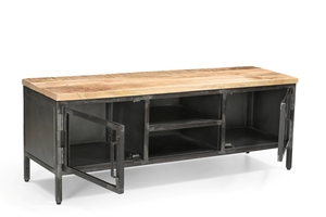 Mueble de TV Antiguo de Hierro/WD con Puerta de Vidrio, Aspecto Elegante, Muebles para el Hogar - Product Image 3