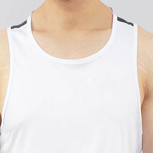 <b>Men's</b> <b>White</b> Breathable Polyester Tank Top O-Neck Casual Sleeveless Muscle <b>Vest</b> Solid Color Knitted Sport Wear - Product Image 3
