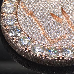 Hip Hop Spinner Pendant 925 Sterling Silver Rhodium Plated Iced Out Moissanite Letter Necklace Trendy Unisex Wholesale - Product Image 5