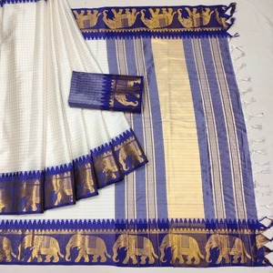 ส่าหรีผ้าไหมหรูหราสำหรับผู้หญิงที่ดูมีชีวิตชีวาสวมใส่แบบชาติพันธุ์สำหรับเทศกาลและงานเฉลิมฉลอง - Product Image 1