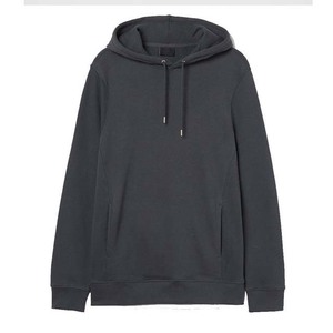 Sudadera con Capucha para Hombre, Color Gris Oscuro, Corte Regular, Color Sólido, Felpa Francesa de Algodón, Informal, con Bolsillo, para Otoño - Product Image 1