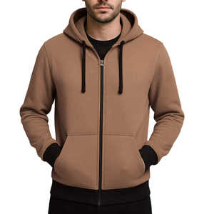 Oferta especial de Año Nuevo y Sudadera con capucha y cremallera completa de primera calidad, 100% algodón, color sólido, de alta calidad, informal, para hombre. - Product Image 1