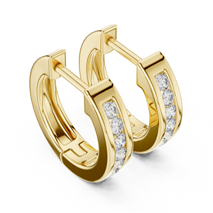 Pendientes de Oro Amarillo de 14K y Plata de Ley con Moissanita de Corte Brillante, Cierre de Rosca, Solitario, Certificado IGI, Regalo de Lujo - Product Image 4