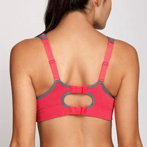 Coral Color High Support Sports <b>Bra</b> <b>Halter</b> Neckline Deep V-<b>Neck</b> Bow Open Back Design for Women Workout Yoga Breathable Support - Product Image 3