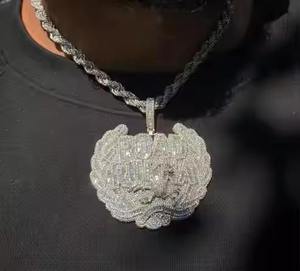 Pendentif Hip Hop au design unique, serti de diamants Moissanite et de zirconiums cubiques, pour hommes, bijoux scintillants, disponible au meilleur prix. - Product Image 2