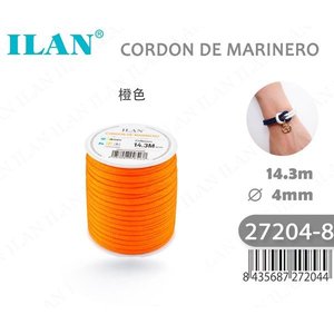 Corda in Corda di Seta Ilan 4mm 14.3m Colore Arancione per Creazione Gioielli - Product Image 1