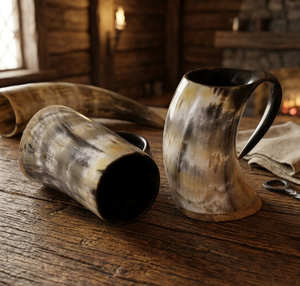 Mug en corne de buffle fait main de 6 pouces, écologique, durable, style victorien, pour bière et hydromel, 550 ml, finition naturelle authentique - Product Image 1
