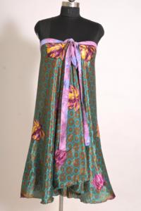 Falda Maxi Cruzada de Seda con Estampado Floral Vintage Hecha a Mano por Artesanos para Mujer - Product Image 4
