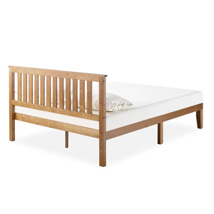 Luxury <b>Modern</b> Solid Wood Platform <b>Bed</b> with Soft Headboard No Box Spring Needed for Bedroom or Hotel/Villa - Product Image 3