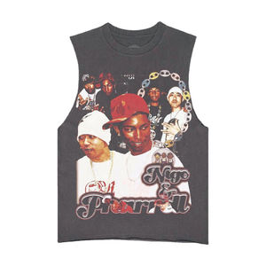 Débardeur de sport oversize pour homme, coupe personnalisée, avec impression graphique, effet délavé à l'acide, style muscle - Product Image 6