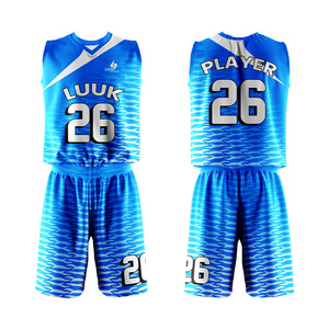 Uniformes de basketball personnalisés imprimés 100% polyester/spandex respirants, anti-humidité, séchage rapide, col en V, grandes tailles, sans manches - Product Image 4