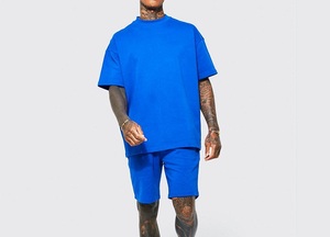 Conjunto de Camiseta y Pantalones Cortos para Hombre, 100% Algodón, Corte Holgado, Estilo Deportivo, Hombros Caídos, Precio Económico, Buena Calidad, Personalizable - Product Image 4