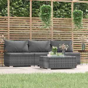 Conjunto Modular Mediano de Muebles de Jardín de Ratán PE Gris - Product Image 1