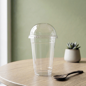 QUANG QUAN Disposable 16/22/24oz Clear PET Single Wall Round <b>Cups</b> 95mm Diameter for Tea Coffee Beverages Party - Product Image 1