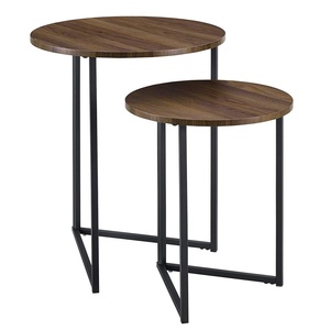Modern Metal <b>Nesting</b> <b>Table</b> With Wooden Top Stylish Space Saving Living Room Furniture Set - Product Image 3