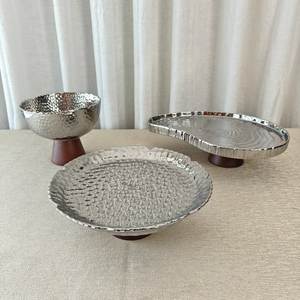 Ensemble de 3 bols en métal martelé noir avec base en boule argentée, bol décoratif, bol à collations, bol à fruits, décoration de table, vaisselle - Product Image 6
