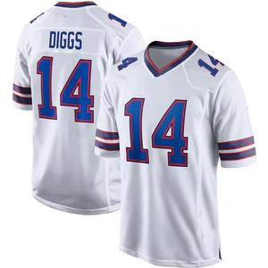Camiseta Blanca de los Buffalo Bills para Hombre # 14 Diggs Camiseta de fútbol con cuello en V, manga corta, malla transpirable, ajuste regular, estampado de números del equipo - Product Image 1