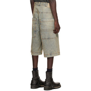 Shorts en jean tissé pour homme DENIM, taille haute, coupe droite, respirant, style streetwear personnalisé, effet vieilli, vintage, ample, idéal pour l'été - Product Image 3