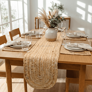 13 x 72 Inches Extra <b>Long</b> Natural Jute <b>Table</b> <b>Runner</b> – Bohemian Decorative Dining <b>Runner</b> for Large Farmhouse <b>Tables</b> - Product Image 1