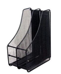 Organisateur de dossiers de bureau en maille métallique noire à 2 compartiments - Parfait pour organiser les documents du bureau et de l'école - Product Image 3