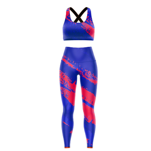 Wholesale Sports Wear Sublimation Printing Yoga Wear Ladies Sports <b>Bra</b> and Leggings Set Made In Spandex polyester Material - Product Image 1