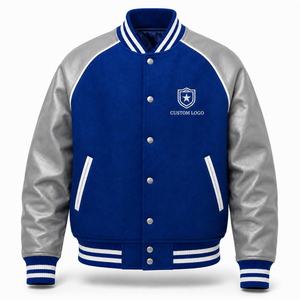 Custom Varsity <b>Jacket</b> Wool Body Genuine Leather Sleeves <b>Mens</b> Letterman Bomber Wholesale Manufacturer Embroidered - Product Image 1