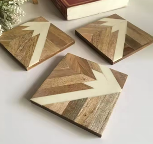 Posavasos Cuadrados de Resina Epoxi Personalizados al por Mayor, Estilo Bohemio, Ecológicos, de Madera de 10 mm de Grosor, Color Madera, de la India - EXOTIC INDIAN ART - Product Image 3