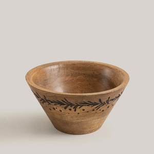 Tazón Decorativo Hecho a Mano de Madera de Mango de 20 cm, Tazón de Madera Natural para Ensaladas, Tazón para Frutas, Vajilla de Cocina, Tazón para Mesa de Comedor - Product Image 2