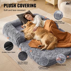 Cuccia Gigante per Cani e Animali Domestici 183x122x25 cm, Stile Rialzato, con Rivestimento Lavabile in Velluto PV, Design a Uovo - Product Image 3