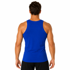 High Elastic Solid Color <b>Men</b> Tank Top Sleeveless Athletic Shirt Breathable Plain Slim Fit 100% Cotton O-Neck Summer <b>Singlet</b> - Product Image 2