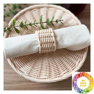 Anneau de serviette en rotin naturel tressé pour Noël, mariages, dîners, fêtes, décoration de table et tables festives pour invités - Product Image 4