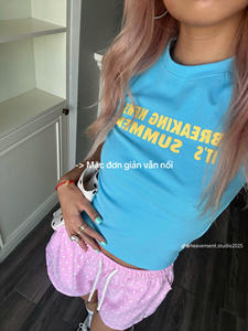 OEM ODM Summer Bloom Camiseta sin mangas 100% algodón para mujer, corte ajustado, longitud corta, fabricante de ropa vietnamita - Product Image 6