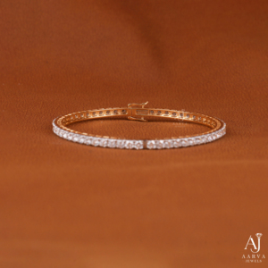 AARVA JEWELS Rhodium Plated <b>Silver</b> Moissanite Hiphop Tennis <b>Bracelet</b> Round Brilliant Cut Bezel Setting Women's Luxury <b>Bangle</b> - Product Image 2
