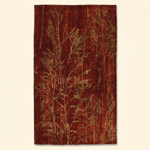 Rust <b>Red</b> <b>Wool</b> Hand Tufted Non-Slip Eco-Friendly Modern Abstract Botanical Branch Silhouette Thick Pile Rug for Living Room Hotel - Product Image 1