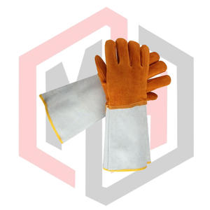 Gants de soudage en cuir fendu avec manchette de sécurité de 14 pouces, anti-vibration, conception de manchette extra longue, résistants aux coupures/perforations, gants de pompier - Product Image 2