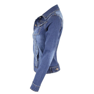 OEM Women's Washed Denim <b>Jacket</b> Regular Fit Button Up <b>Rhinestone</b> Print Casual Fall Coat Custom Wholesale OEM ODM - Product Image 6