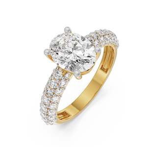Bague de Fiançailles Classique de Luxe en Moissanite Taille Ovale, Bande Pavée Scintillante, Plaqué Or, Argent, Or Rose, Bijoux de Mariage et de Fête - Product Image 6