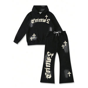 Conjunto Deportivo Informal de Algodón Personalizado OEM, Sudadera con Capucha y Estampado Digital, Conjunto de 2 Piezas para Hombre, Tallas Grandes - Product Image 3