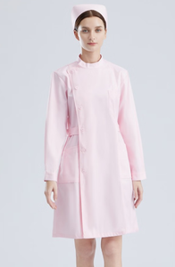 Pink Woven Lab <b>Coat</b> with Buttons Pockets Needle <b>Detection</b> Seamless Fusing for Unisex Hospital Use - Product Image 2