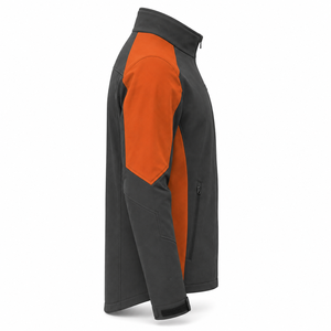 Chaqueta de Forro Polar para Hombre, Diseño Color Block, Cuello Alto, Cierre de Cremallera, Resistente al Viento, Estilo Casual para Otoño, Corte Regular, Naranja y Gris - Product Image 4