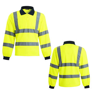Polo à manches longues avec bande réfléchissante, vêtements de travail haute visibilité, travaux routiers, construction industrielle, polos de travail - Product Image 5